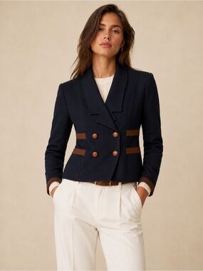 vintage Louis feraud navy and brown blazer